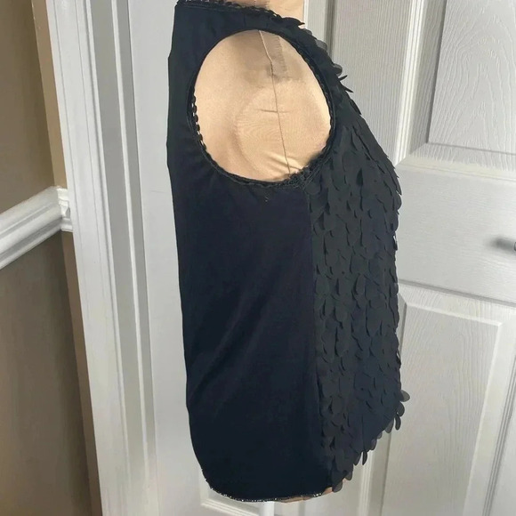 🖤 Made In Italy Black Floral Ruffle Front Blouse Medium - Picture 4 of 9